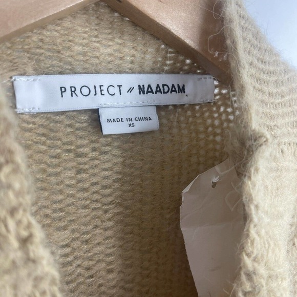 Project Naadam Camel Open Knit Turtleneck Sweater/Short Poncho, Size XS, NWT! - Picture 2 of 3